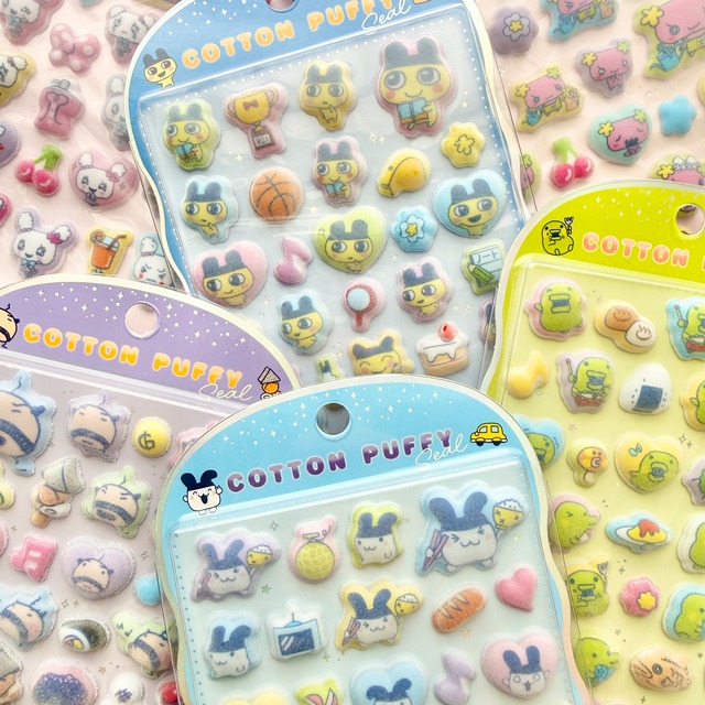 【6枚コンプ】たまごっち　コットンパフィーシール　CRUX COTTON PUFFY Seal
