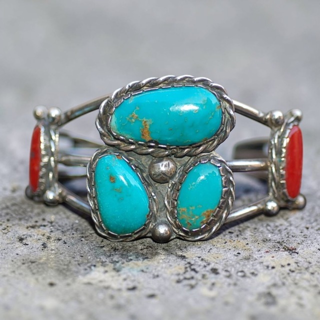 [K3825] Vintage 1930s  Navajo シルバー バングル  ターコイズ ブレスレット  インディアンジュエリー
