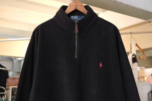 90's Ralph Lauren black fleece pull-over Jacket | GARYO