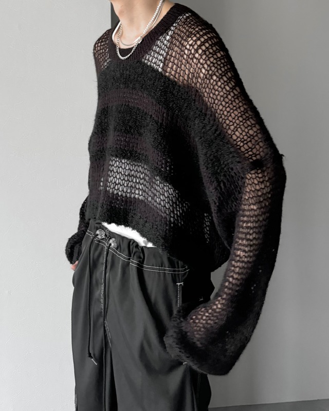 sheer mesh short summer knit / black