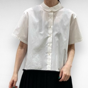 mizuiro ind round collar bicolor hem line shirt