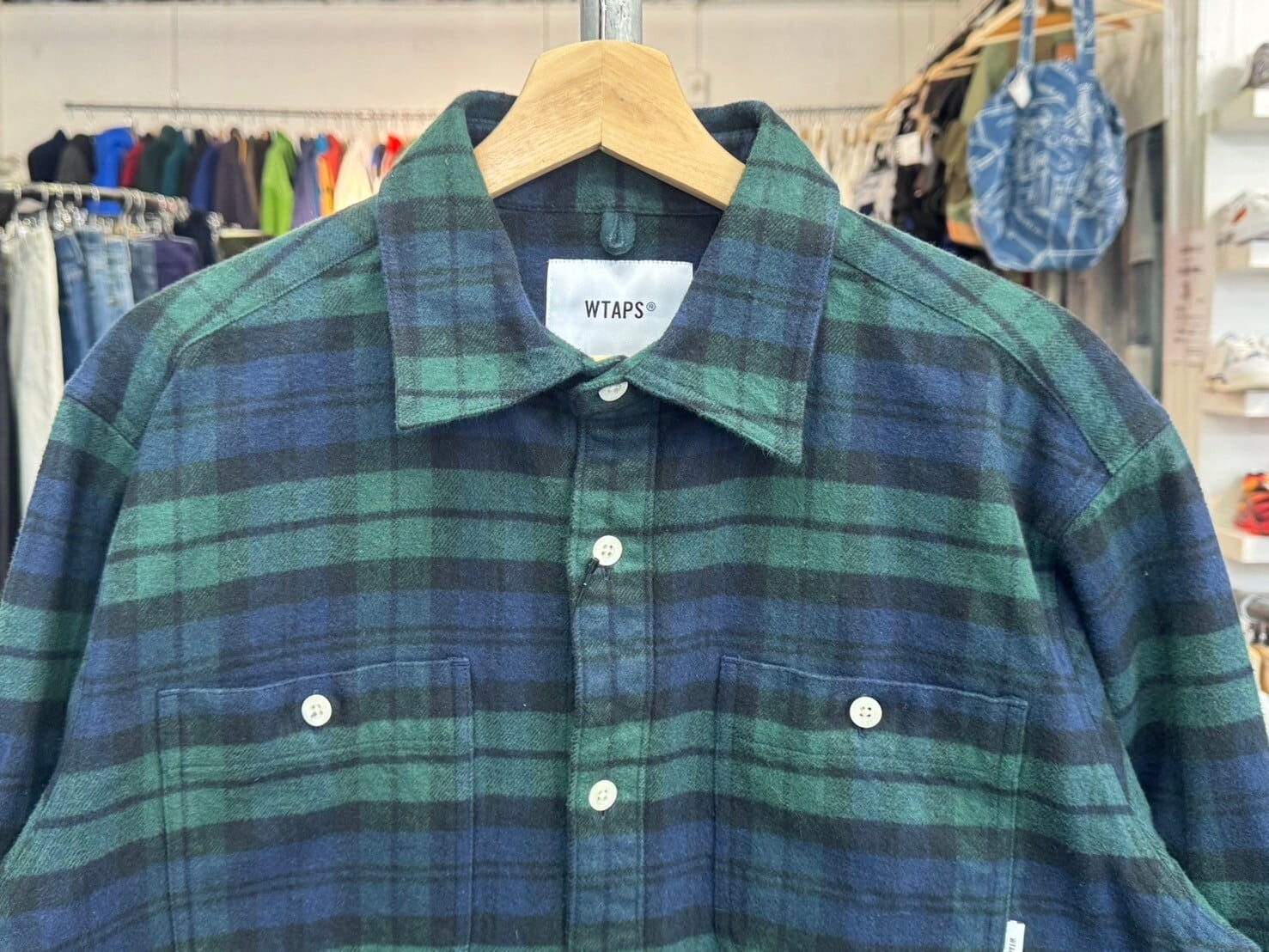 WTAPS UNION LS SHIRT COTTON TWILL TEXTILE GREEN 02 192TQDT-SHM01  