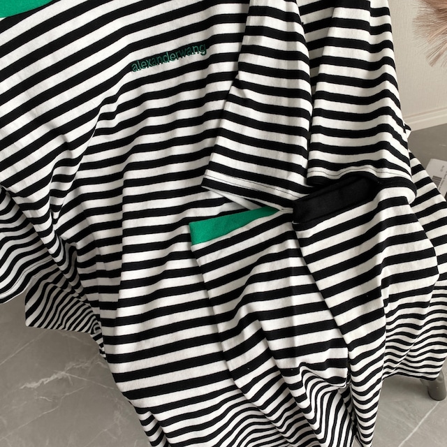 stripe cutout long tops【Black】