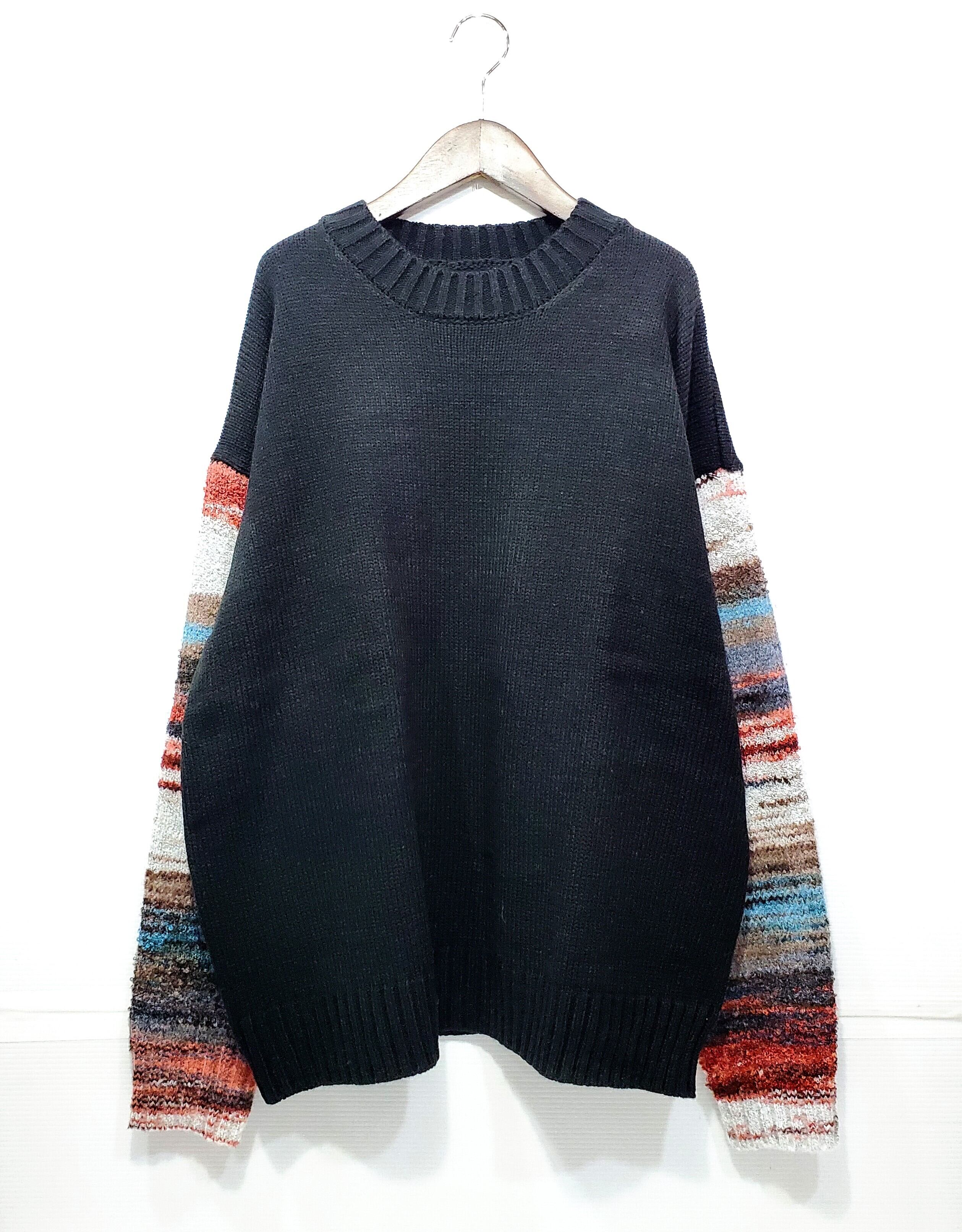 revo.袖切替グラデーションスリーブニット（ブラック）