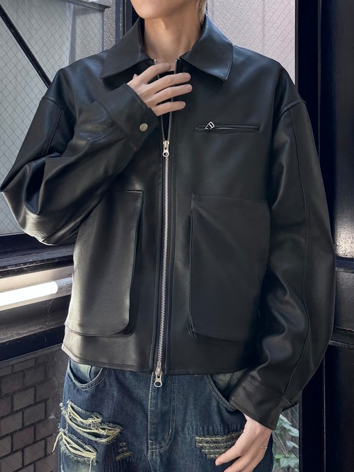 【ALUDE】impact pocket leather jacket