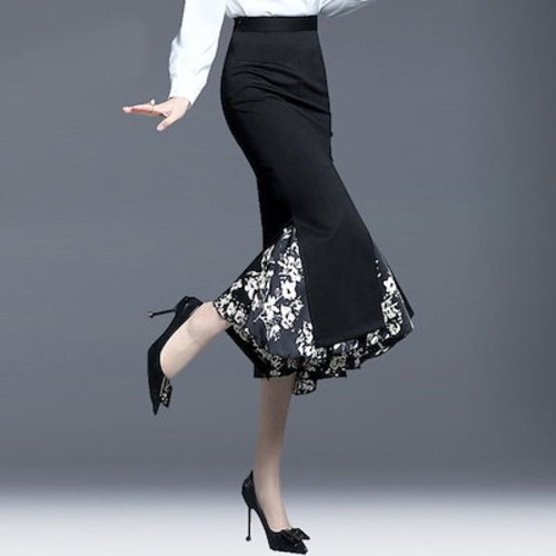 2024 人气 秋 新作 ロングスカート 春と秋 新しいスタイル ブラック ヒップスカート 半身スカート ロング スプリット フィッシュテールドレス レディース 韓国ファッション