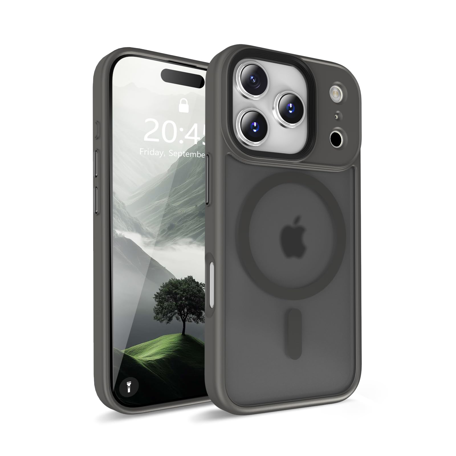 QUEASON いphone18pro 用 ケース magsafe対応 iphone17pro 用 ケース 米軍MIL規格 マット感【グレー】