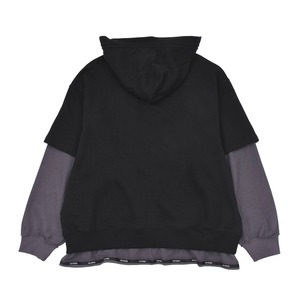 【WE11DONE】BLACK LAYERED DOUBLE STRING HOODIE