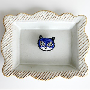 マスク猫　ブルー　ピンバッチ