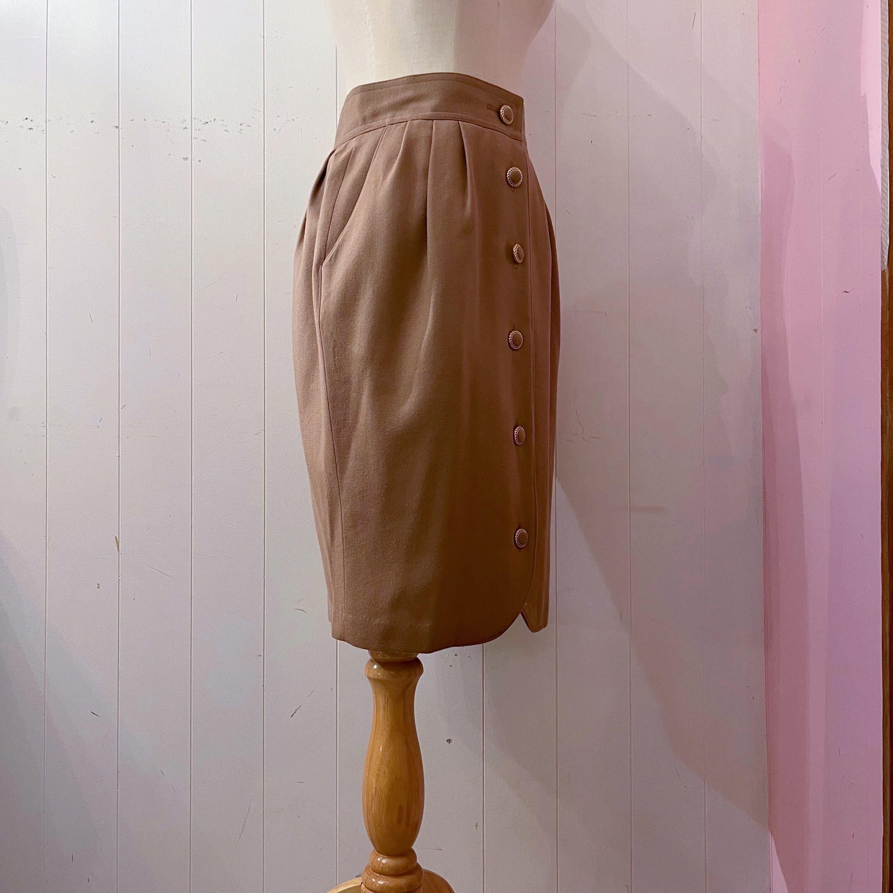 cream beige front button skirt