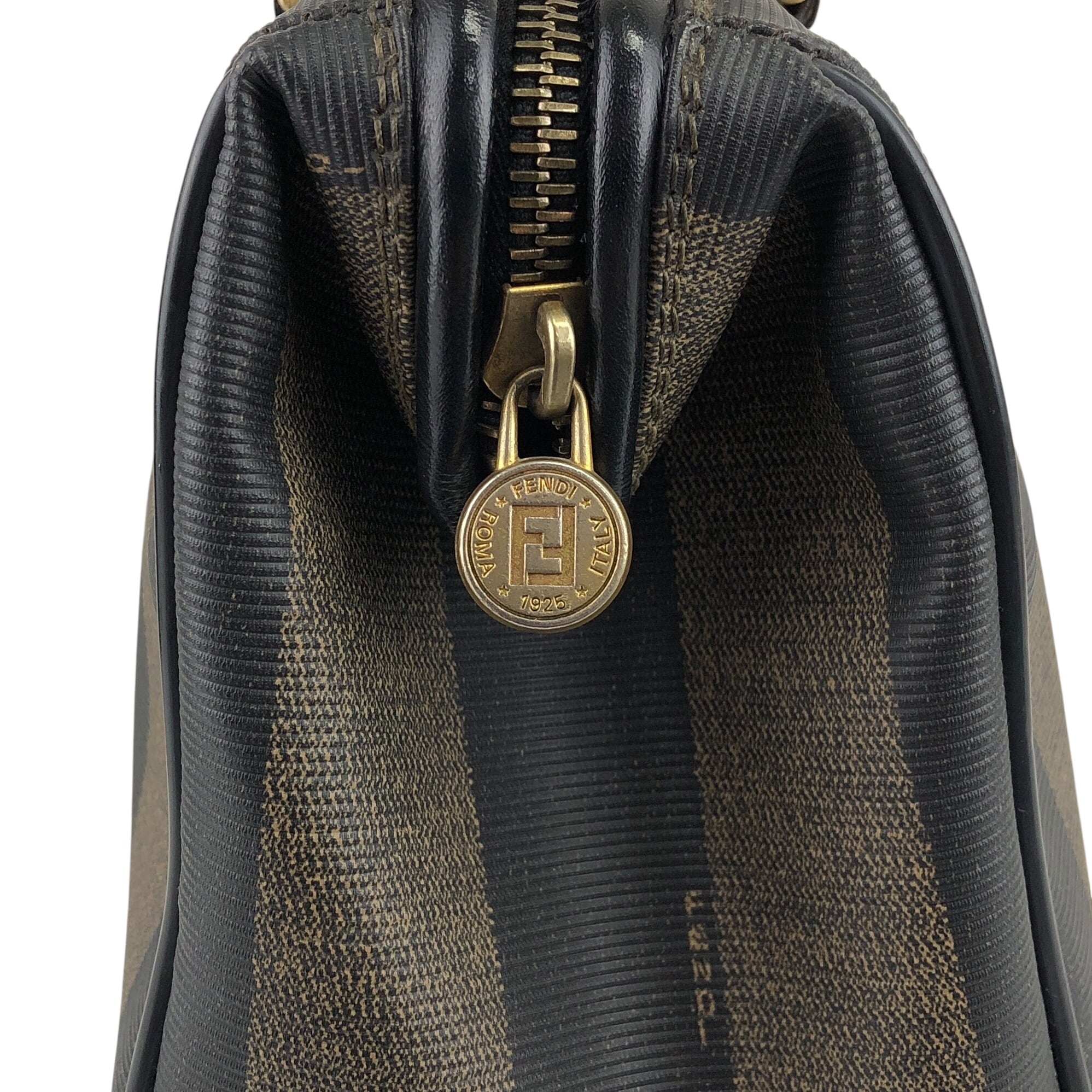 FENDI フェンディ ペカン柄 ハンドバッグ ブラウン ブラック PVC