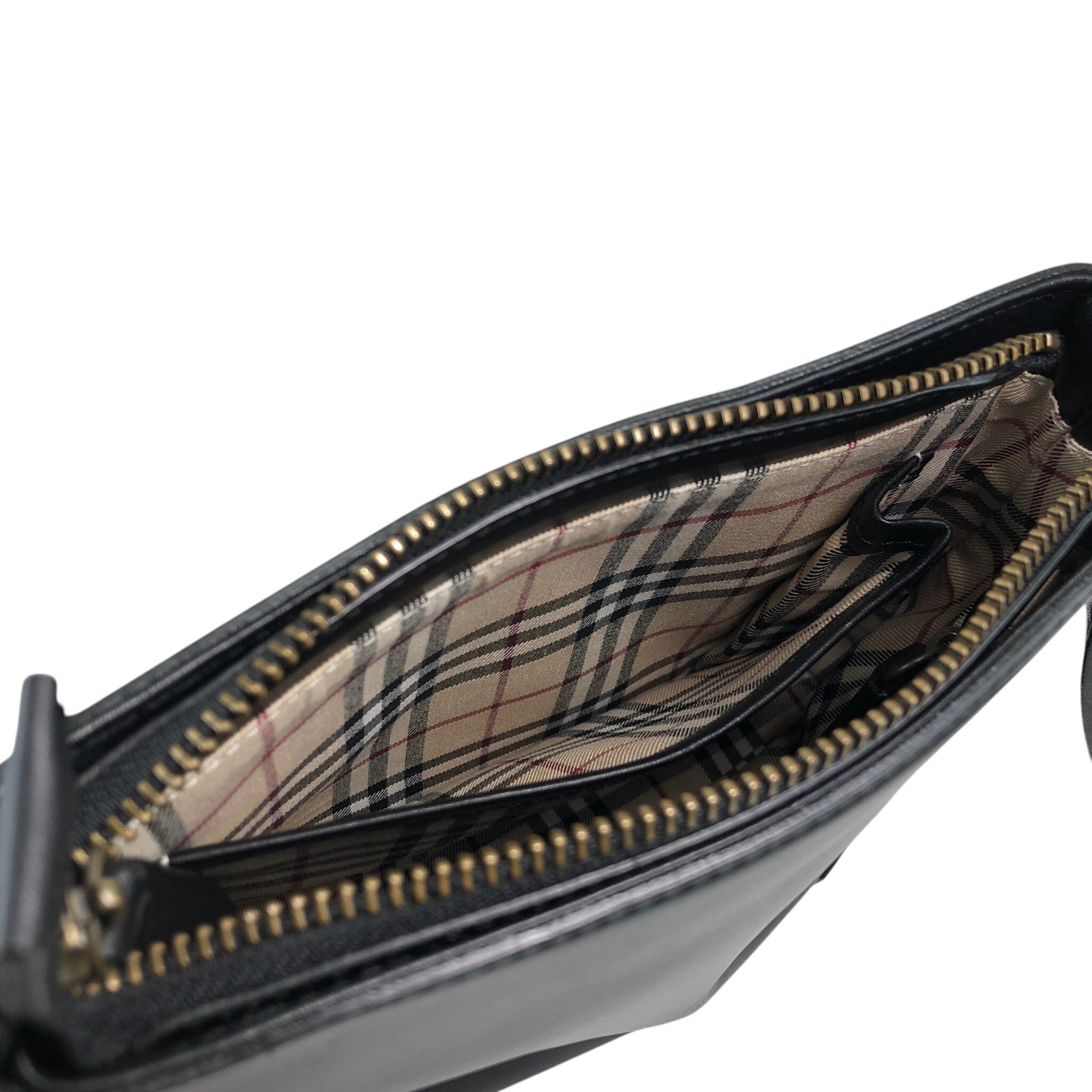 オールドバーバリー ショルダーバッグ BURBERRY バーバリー ショルダーバッグ ブラック ロゴ レザー vintage