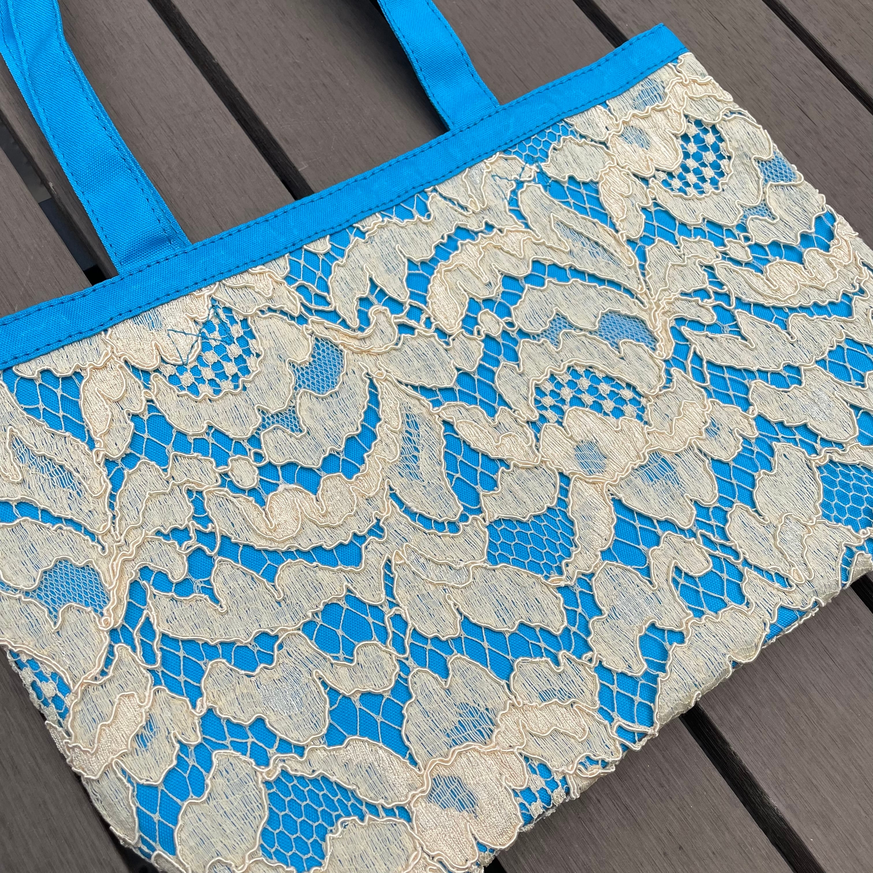フランスレースのトートバッグ（ブルー） | AOYAMA LACE-青山レース-