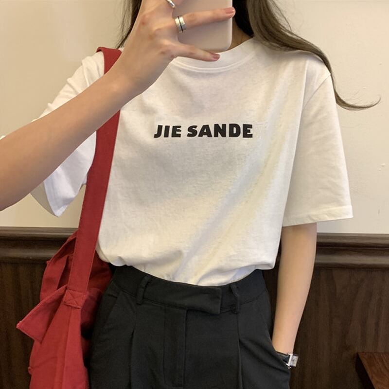 ホワイトシャツ サマールーズトップス レッドTシャツ レディース 夏物 試着室57303641183