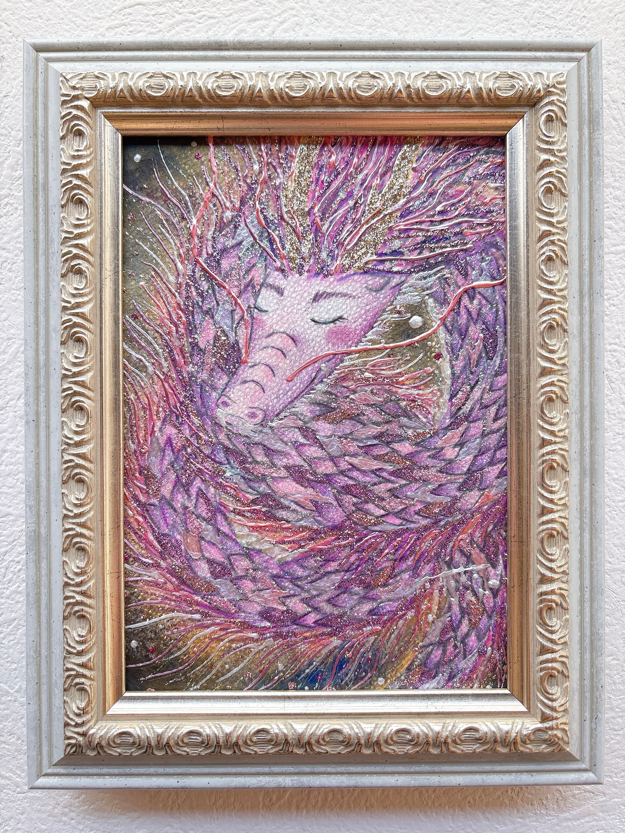 龍の絵【キラキラ輝く 紫龍】夢や希望を象徴する龍 ヒーリングアート