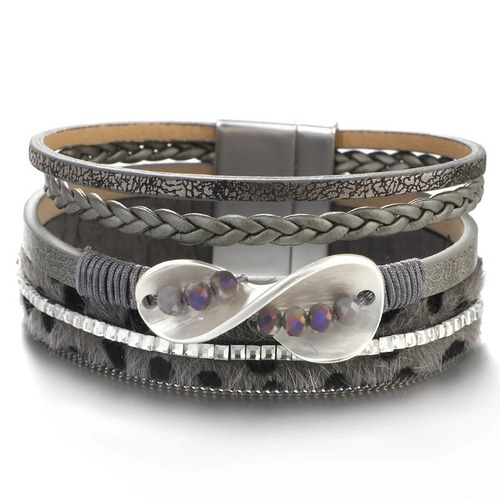 ブレスレット  動物 アニマル クリスタル ビンテージ ヒョウ ハート レザー ビーズ レディース レオパード 豹