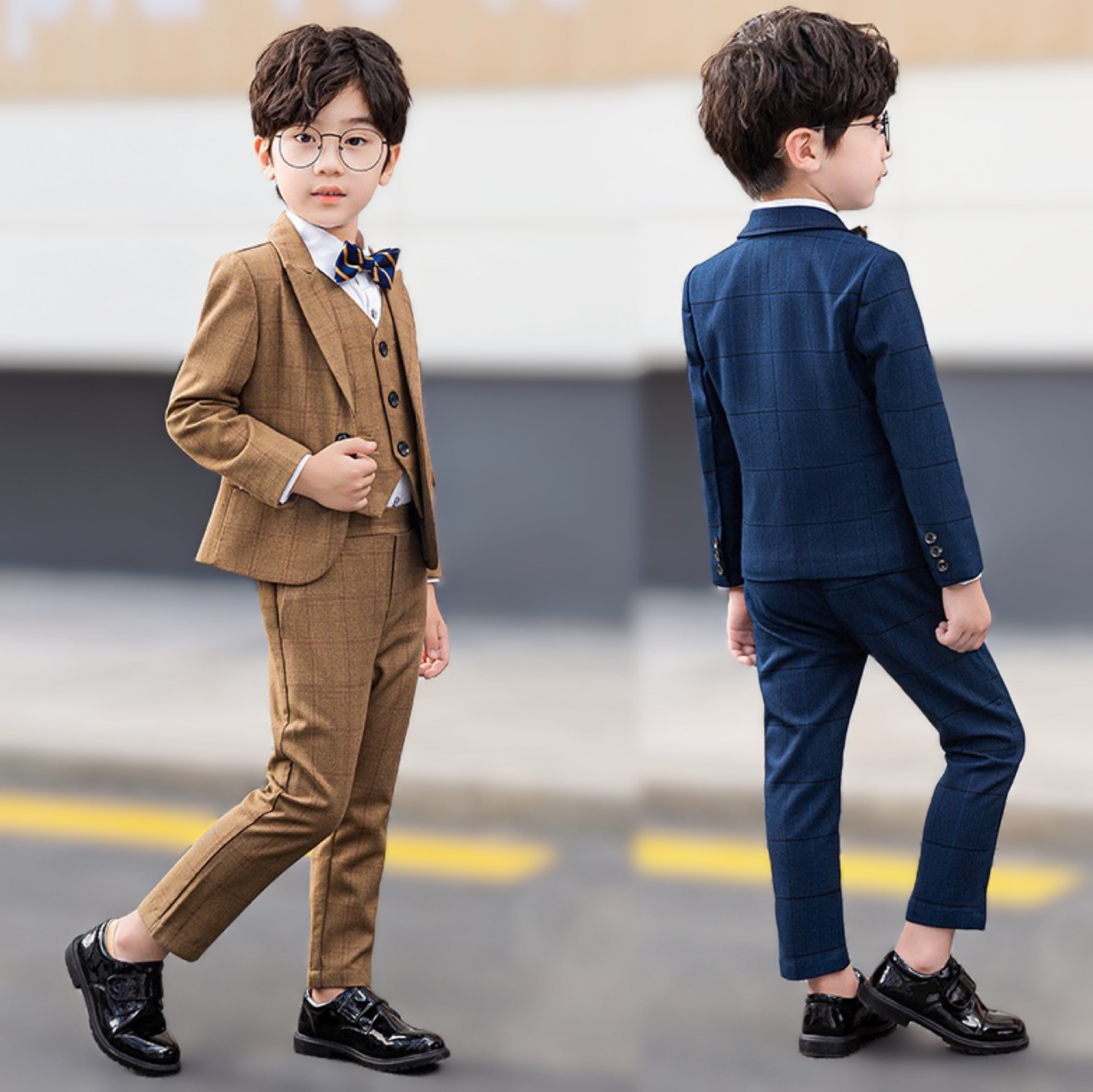 スーツ タキシード 上着 男の子用 5点セット 子供服 ベスト付 ...