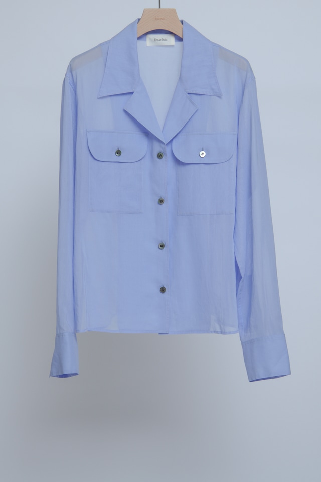 Sheer Double Pocket Shirt - Sax