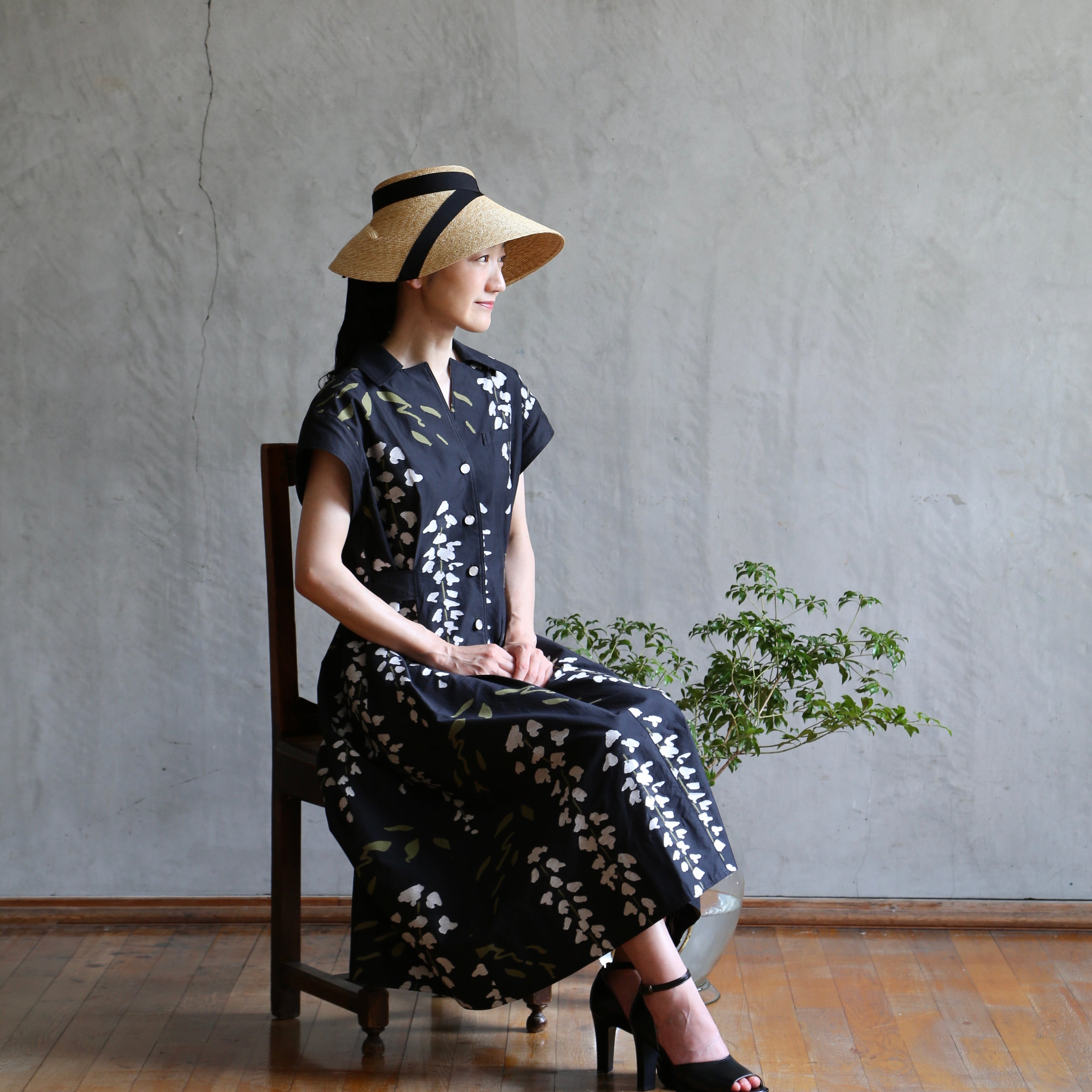Original Textile 'Wisteria' Black & White | IBAMOTO HONTEN