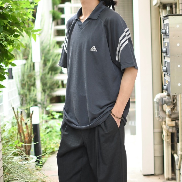 adidas charcoal gray design polo shirt