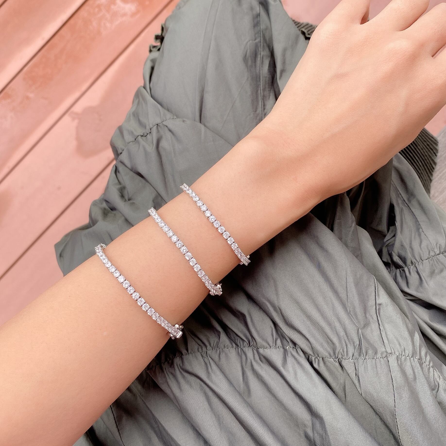 テニスブレスレット幅3mm シルバー ゴールド Liron