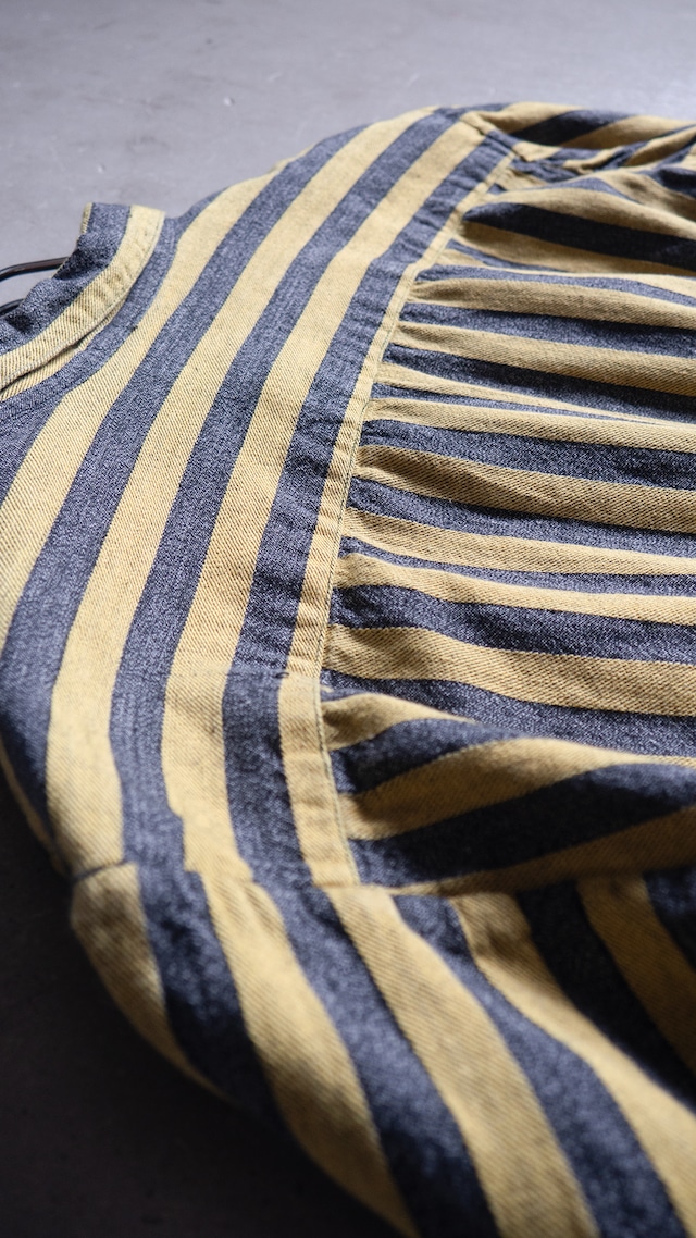 "Helium" 1990s Yellow black chambray stripe shirt