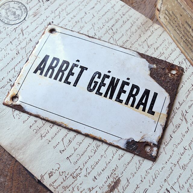 ホーロープレート ARRÊT GENERAL | Brocante de La Cocotte （フランス