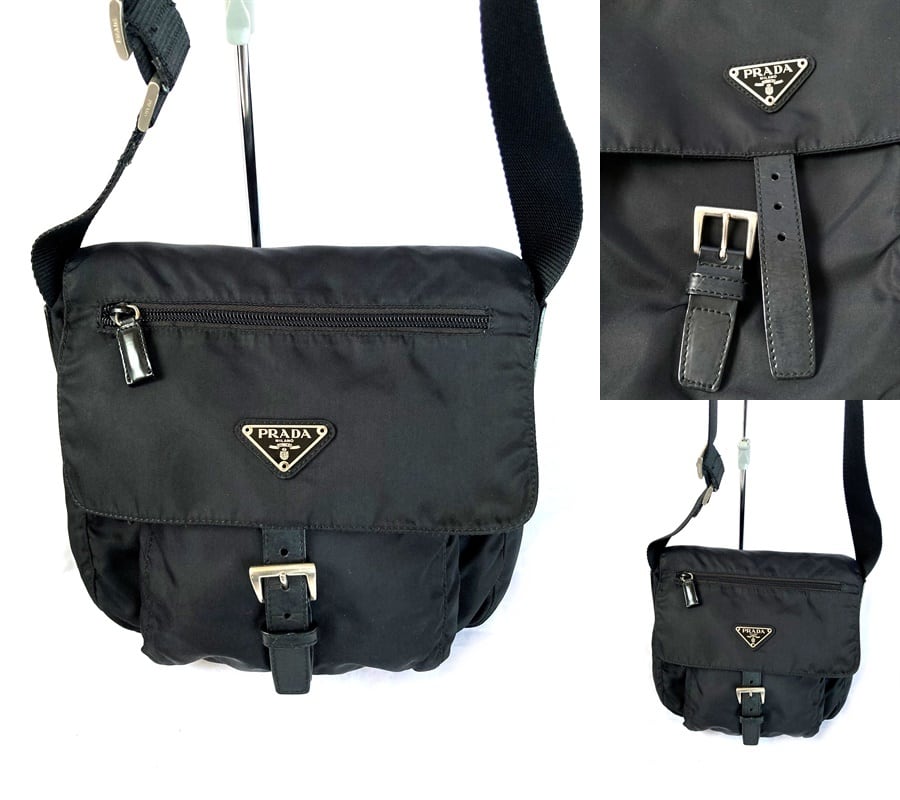 PRADA　ナイロンショルダー　ギャランティ袋付 美品 国内正規 ギャラ付き 定価13万 PRADA プラダ ロゴ プレート