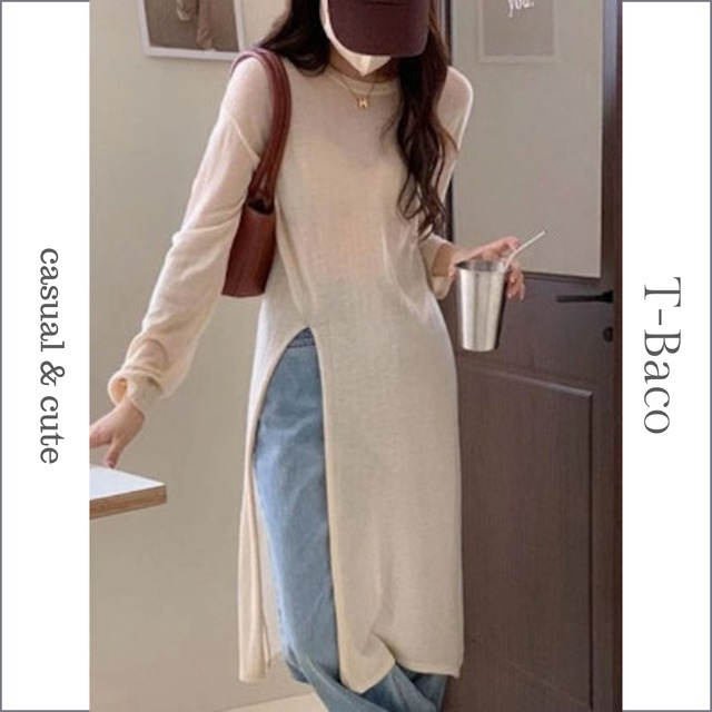 side slit long pullover　　　2-436