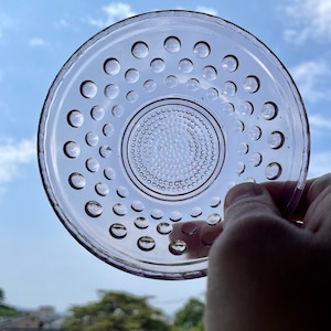 【45008】 パープルの水玉ガラス  昭和初期/  Glass Plate - Dots, Purple / Showa