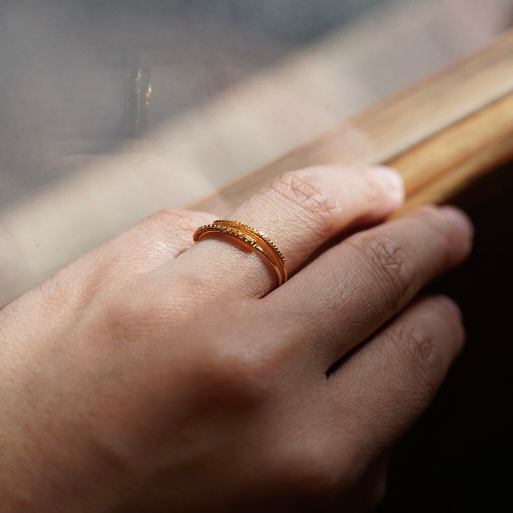 LAURE MORY BIJOUX pair ring #9 (brass / 24kgp)