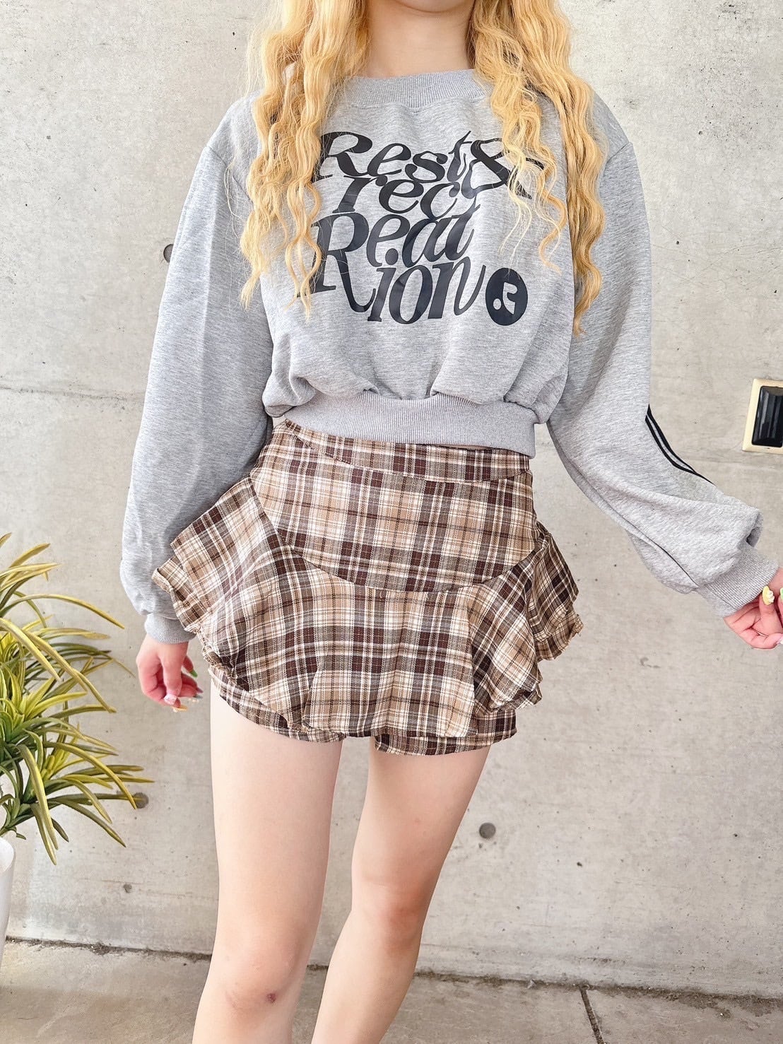 ギンガムチェックキュロットパンツ/韓国/レディースファッション