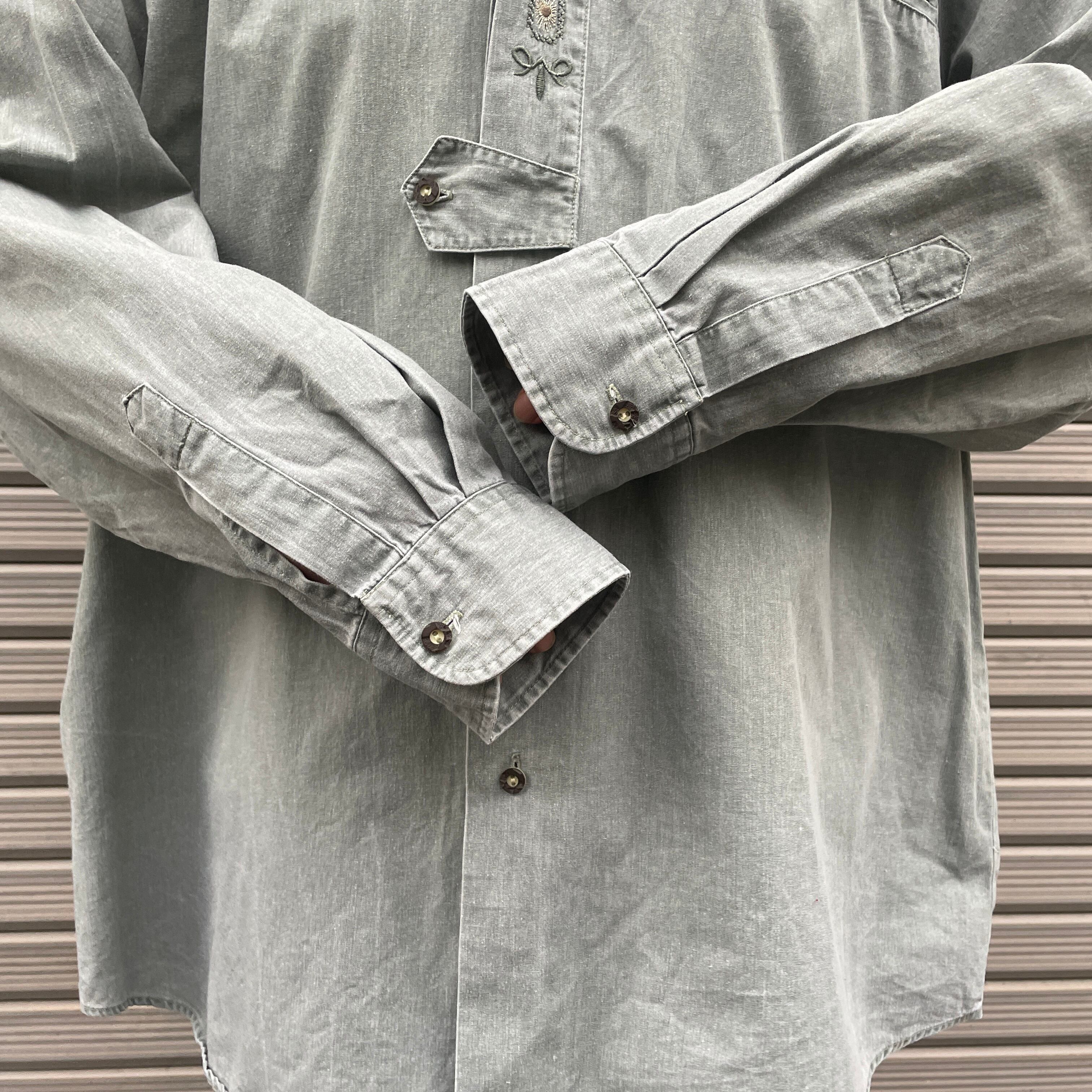 COUNTRY FASHION 刺繍デザイン 長袖 チロリアンシャツ メンズXL相当