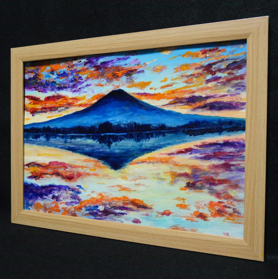 油絵 油彩 油彩画 絵 絵画 【水面に映る富士山】 | Pay ID