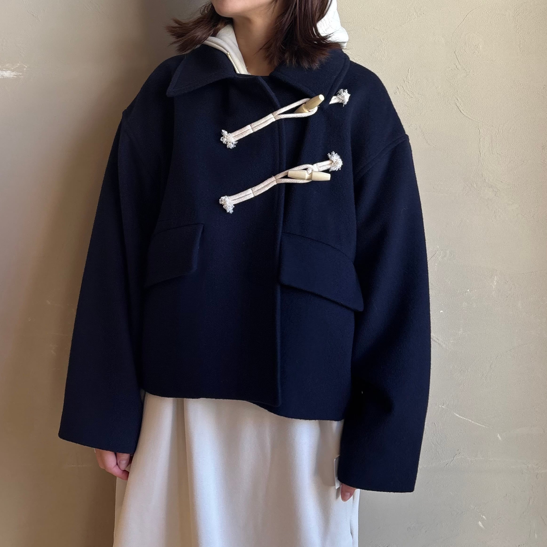 T688：新品未使用 ラコステ ウールブレンド ニットダッフルショート S バスケットニット ダブルジップ ドライバーズニット | LACOSTE