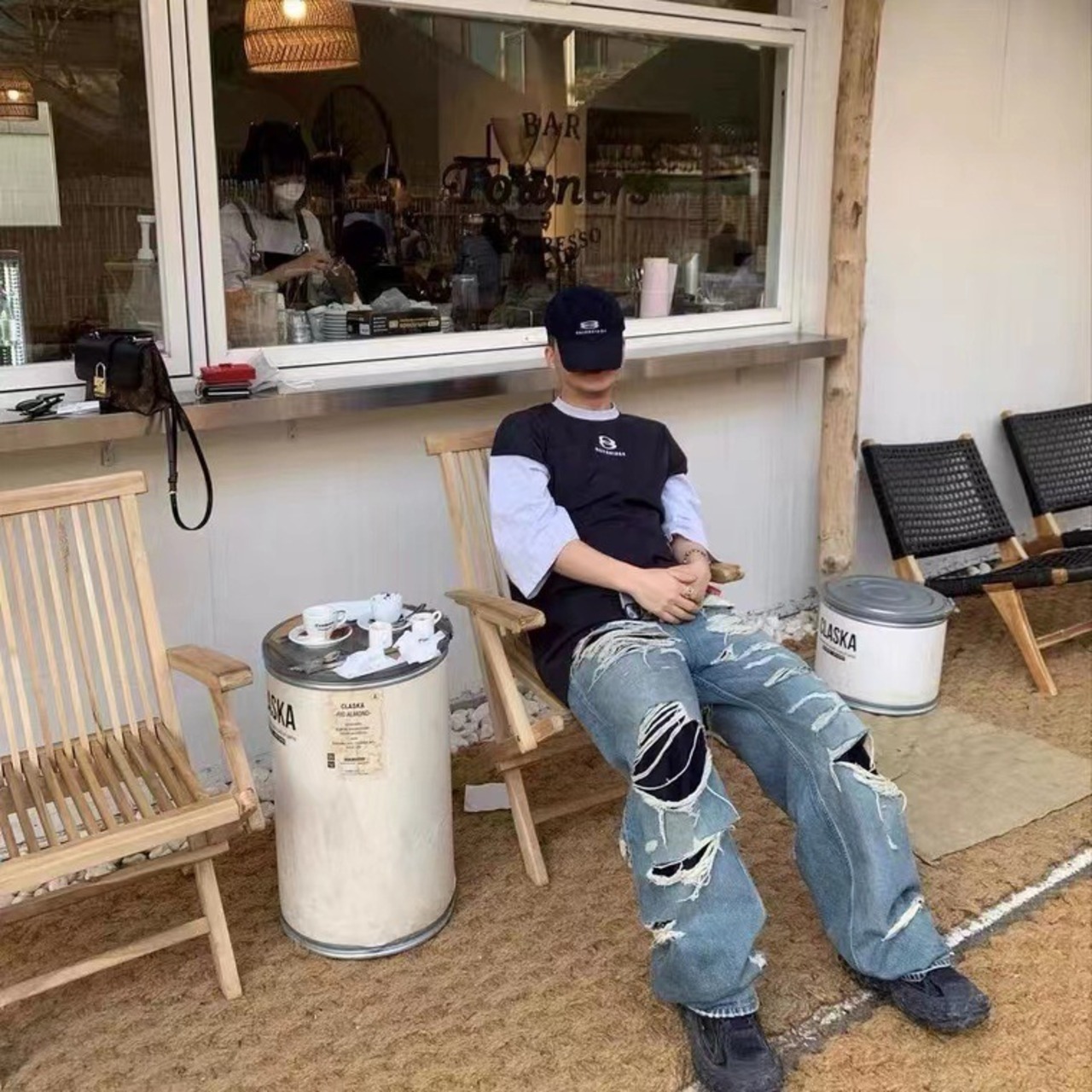 VIBE ストリート ボロボロジーンズ パンツ P109