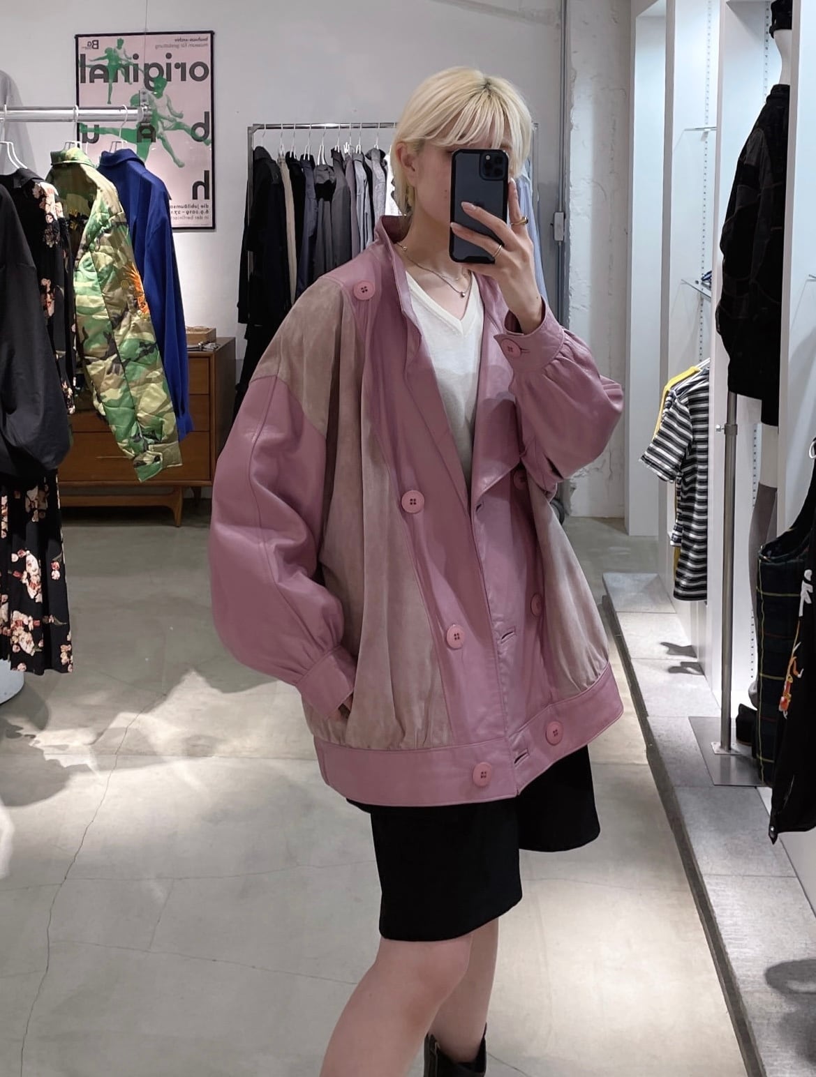 80s USA vintage smooth leather×suede jacket | CaNARi Vintage