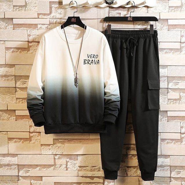 【予約販売】メンズ セットアップ 上下 グラデーション ホワイト イエロー ブルー ピンク 長袖 こなれ感 スポーツウエア カジュアル 秋冬 大きいサイズ M/L/XL/2XL/3XL/4XL/5XL