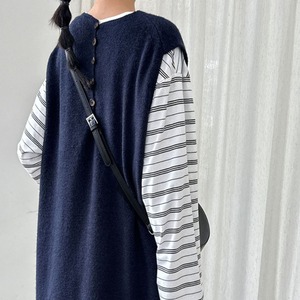 v-neck sleeveless knit dress J00136