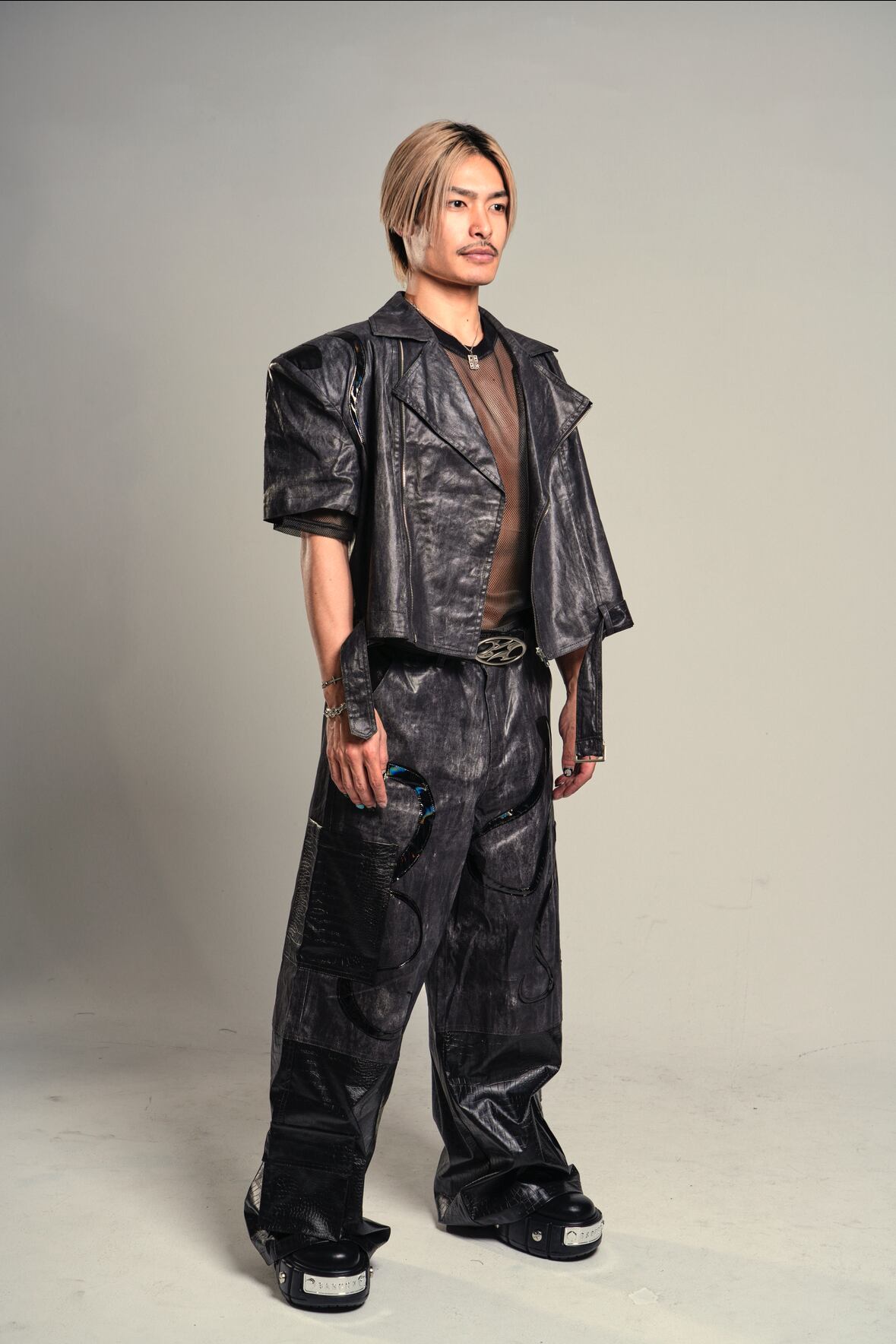 ショートスリーブレザージャケット Y2K モード ストリート | 韓国系