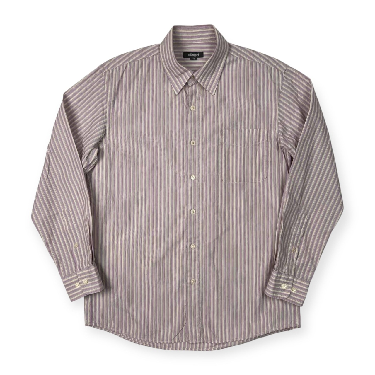 allegri アレグリ ストライプ シアサッカー風 長袖シャツ サイズ 48(L) /パープル系/三陽商会