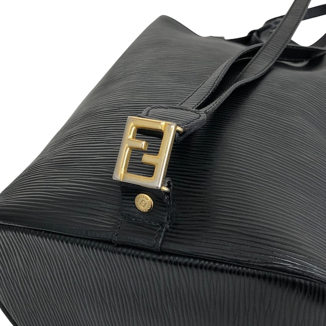 FENDI フェンディ ショルダーバッグ ブラック FFロゴ レザー バケツ型 vintage ヴィンテージ オールド 76k8ej