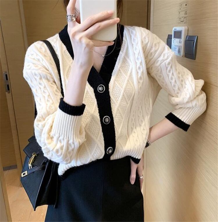 コート レトロ トップス カーディガン ゆったりする Vネック ニット
