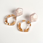 ドライフラワーとパールカラーの大ぶりリングピアス／イヤリング｜イエロー｜サムネイル3