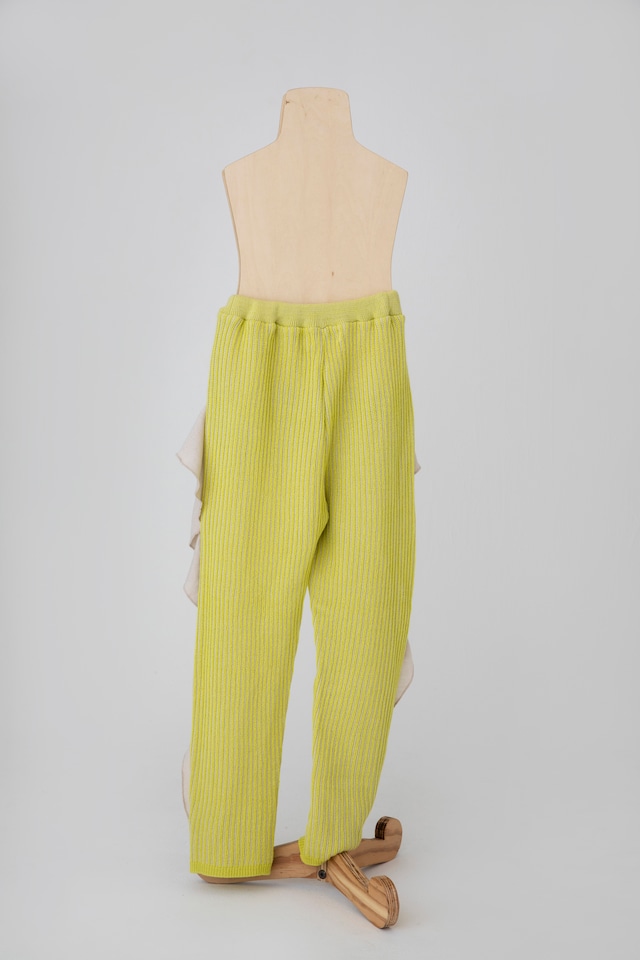 【21AW】folkmade（フォークメイド）frilled rib stitch pants パンツ Yellow(S/M/L)