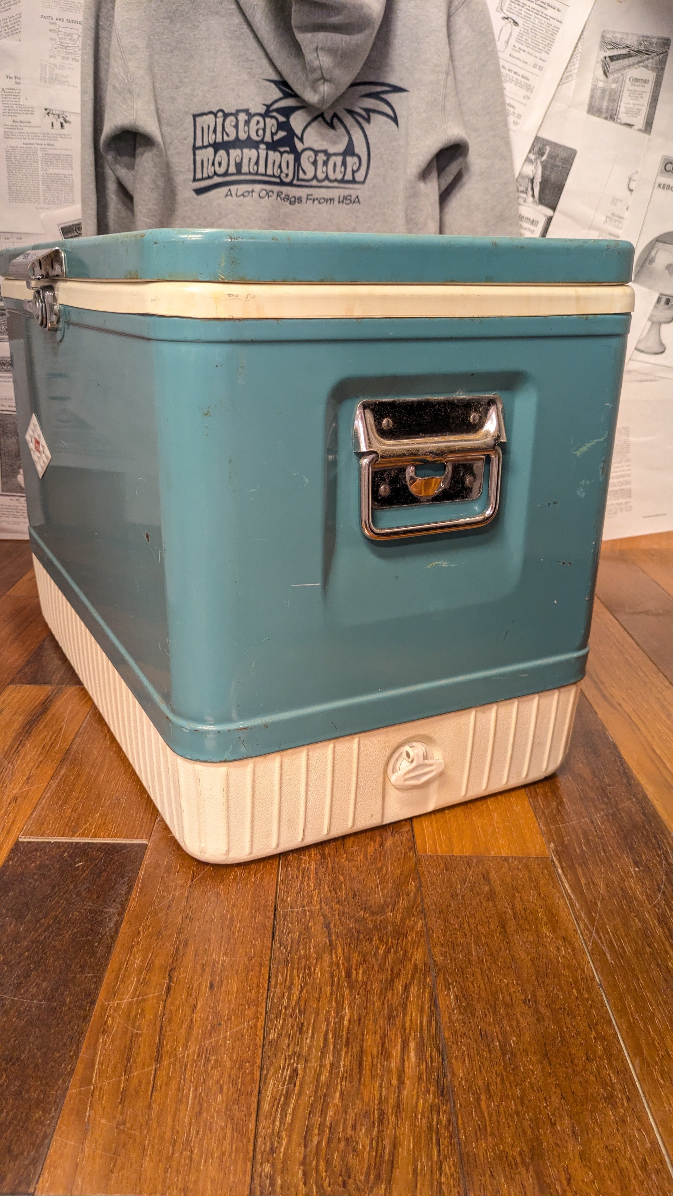 Vintage Coleman CoolerBox DiamondLogo SteelBelt Blue ビンテージ