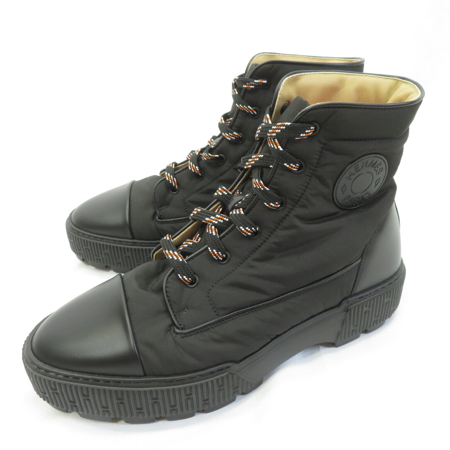 エルメス フレッシュ ナイロン レザー ショート ブーツ size 42