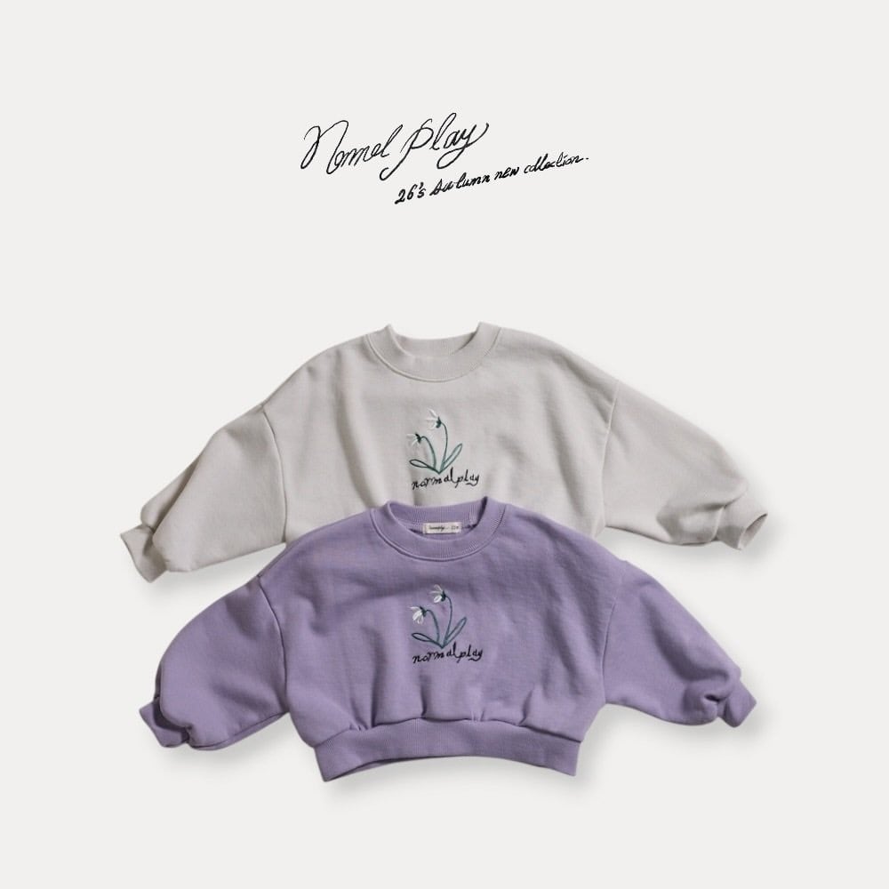 【予約/送料無料】normalplay / フラワー刺繍クロップドMTM