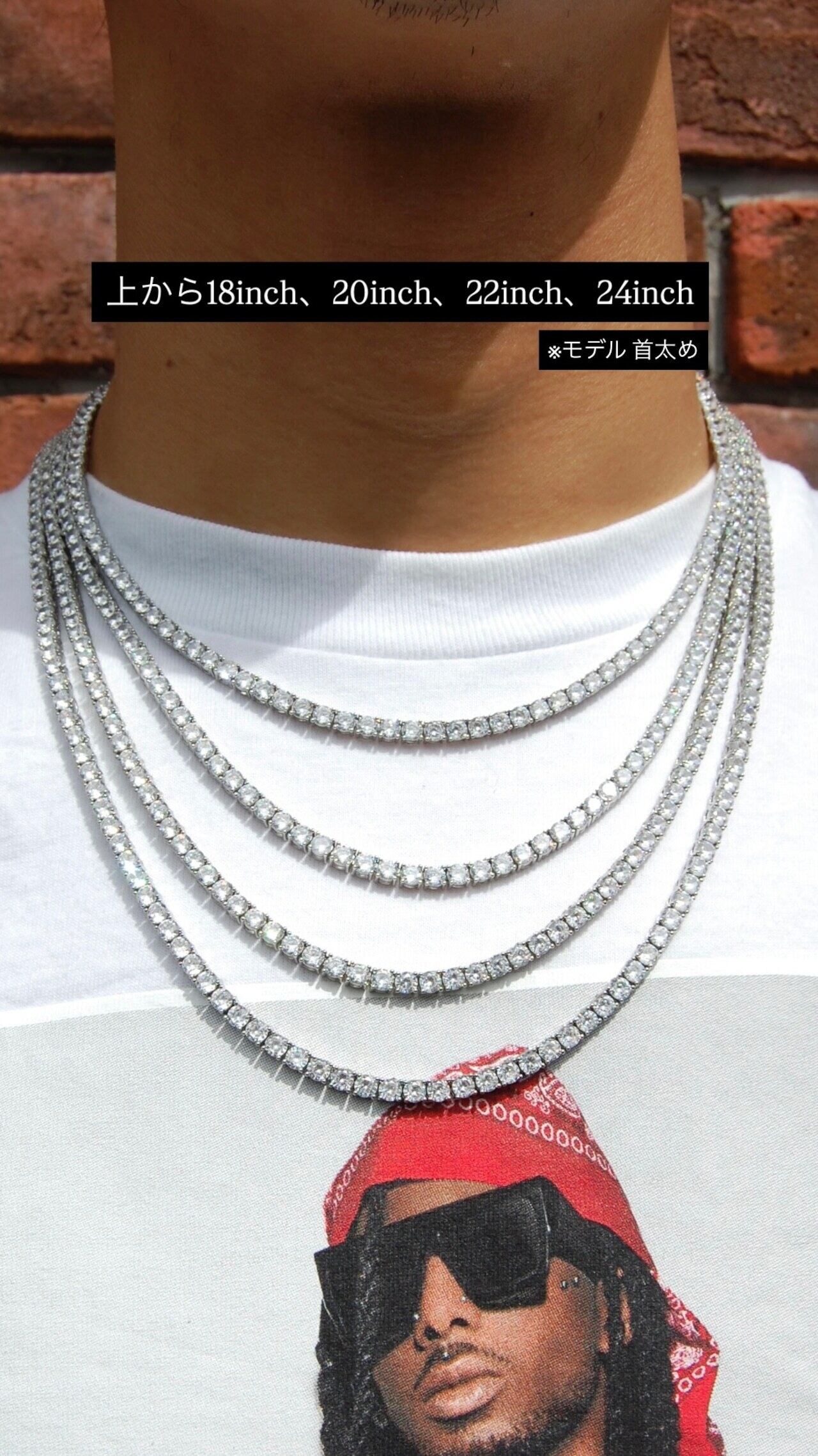 ole only CZ Diamond 4mm Tennis Chain Necklace Silver 16inch | $ole