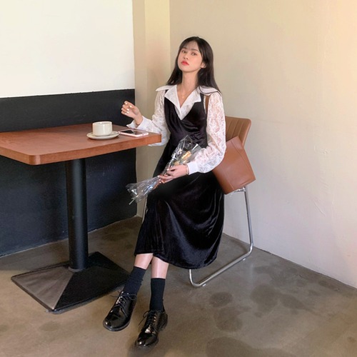 ✞ オータム♡スタンダードネイビー長袖スリーブシャツブラウスベルベット★ ロング レトロ スウィート 秋物 ✞ゴスロリ SM ミリ 甘ロリ クラロリ 和ロリ エレガント 黒ロリ 姫ロリ 華ロリ BB-BB26735465140